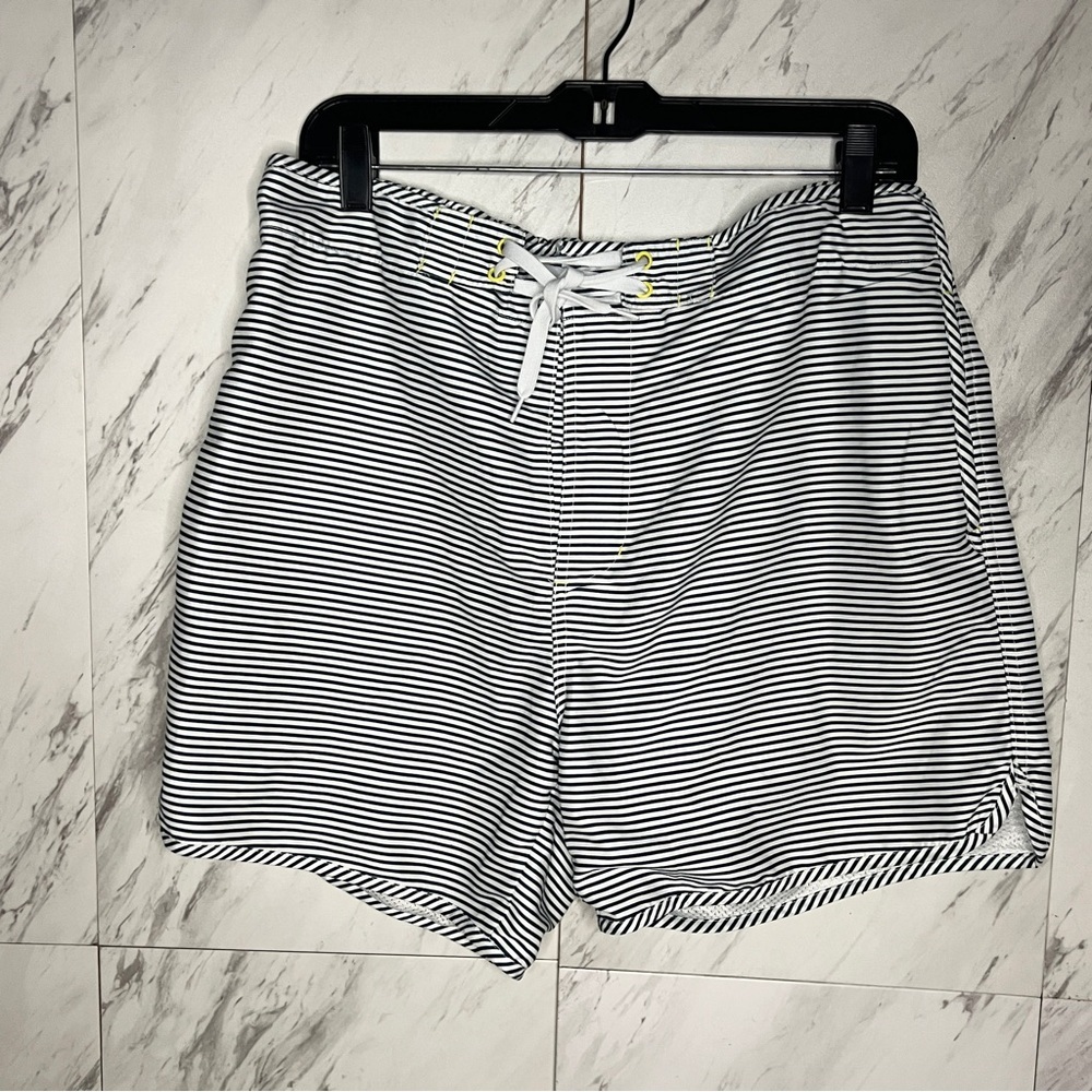 BUNDLE of 2 Primark Cedarwood State Navy Blue and Stripe Swim Trunk Shorts SZ L